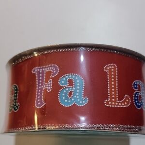 Festive Red Ribbon with Colorful Letters Fa La La